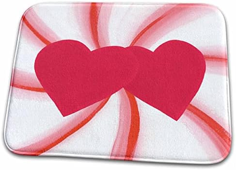3dRose Candy Mint Завъртете свети валентин Сърца - Постелки за баня (rug-38683-1)