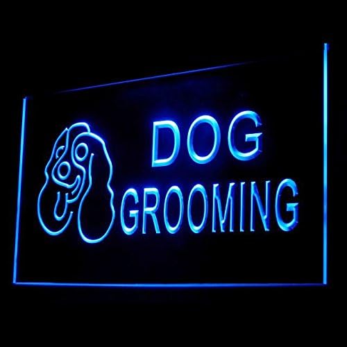 210008 Декор салон магазин за домашни любимци да се грижи за кучетата, Led неонова реклама (16 X 12, в синьо)