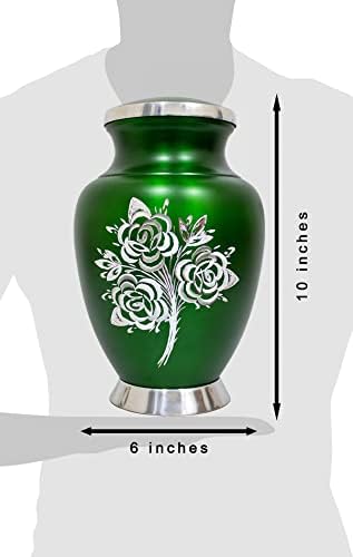 Урна с зелена роза за праха за възрастен Голяма (200 cc) - Височина: 10 см - Кремационная зелена урна с пакет премиум клас- Почтите памет