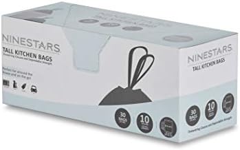 NINESTARS NSTB-10-30 Сверхпрочный Бял Торба за боклук с цип на шнур, 10 Литра / 40 литра, 30 точки