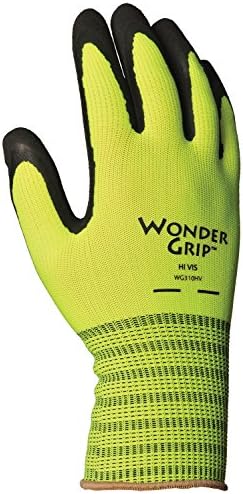 Работни ръкавици Wonder Grip WG310HVM от ултра силна безпроблемна фланелка с двойно покритие на дланта и черен нитрил, отлично сцепление