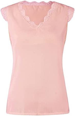Женски секси V-образно деколте, без ръкави, лейси покритие, струящаяся риза, блуза, обикновен летен топ