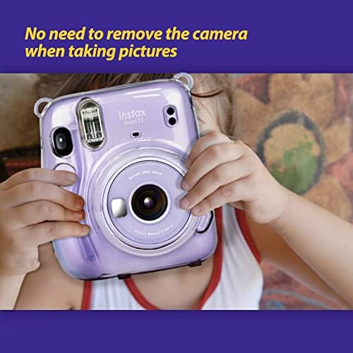 Прозрачен Защитен калъф за фотоапарат Elvam, Съвместим с камера за миг печат Fujifilm Instax Mini 11 с Подвижна Регулируема каишка