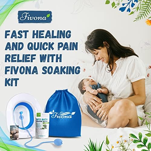 Комплект за седящи вани Fivona 4 в 1, за хемороиди и постнаталното грижи 1 Опаковка смес от английска сол и етерични масла, Чанта