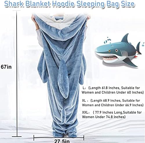 Hoody с качулка Shark Blanket - 2023 Ново Одеяло Shark За Възрастни и Деца, Спален Чувал с Качулка Shark Blanket, Супер Мека Уютна Фланелевая