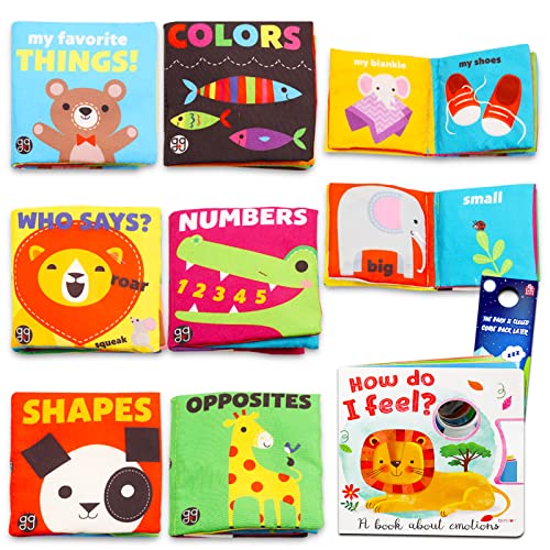 Детски Книги от мека кърпа, Книга на допир - Комплект от 6 Детски книги, Книжка, за Къпане, Коледни Играчки, Подаръци Плюс Настолна книга за