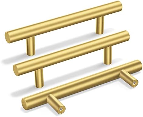 10 X златни Дръжки за шкафове goldenwarm, чекмеджета, Аксесоари за Кухненски шкаф 3-1 / 2 инча (90 мм) Центрове дупки - LS201GD90 Дръжки