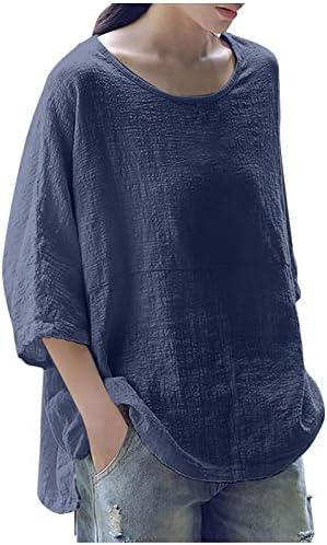 Женска Тениска Лято Есен Облекло с 3/4 ръкав Капри с Кръгло Деколте Скромна Блуза, Риза за Дами O1 O1
