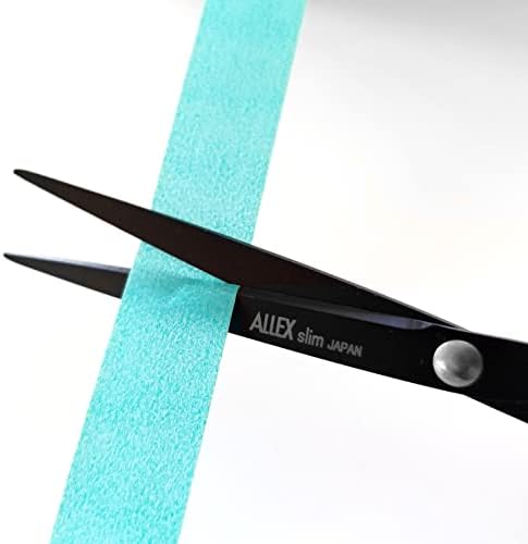 ALLEX Малки Черни Ножици за офис 5,5 [С незалепващо покритие], Гъвкави Тънки Нископрофилни ножици, Произведено в Япония, Цельнометаллическое