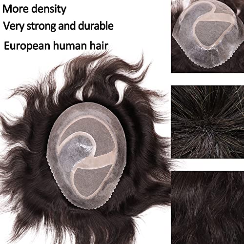 Civmo Мъжка перука с Монокружевом от изкуствена кожа за мъже, от Европейската система за Подмяна на човешки Косъм, Мъжка Перука, Мъжки