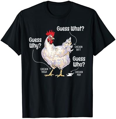 Тениска Funny Animal Farm Познай Коя Бяла Тениска С Изображение Пилешки Задника
