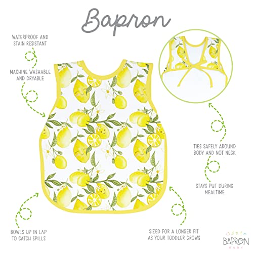 BapronBaby Fresh Lemon Bapron - Мек Водоустойчив лигавник, устойчиви на петна - Машинно пране - 6 м - 5 години - (За деца от предучилищна