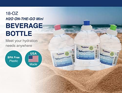 Бутилка за вода Arrow H2O On The Go, 18 течни унции (включва 6 бутилки) - Мини-прозрачна пластмасова бутилка за вода с панти капак - Произведено