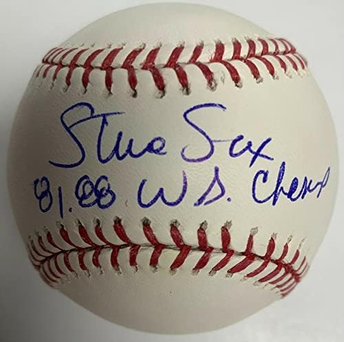 Стив Сакс подписа MLB Бейзбол Dodgers йорк Янкис PSA 8A32216 с Надпис - Бейзболни топки с автографи
