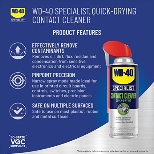 Специален спрей за почистване на контакти WD-40, 11 грама.