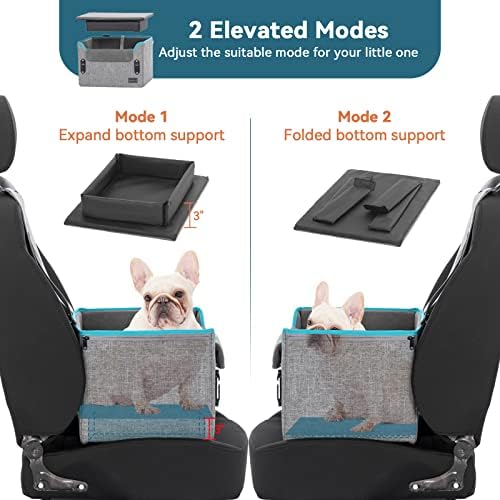 Столче за кола за малки кучета, Преносими седалка-седалка с подлакътници за Кученца за кола с каишка-клипсой, Регулируеми колани