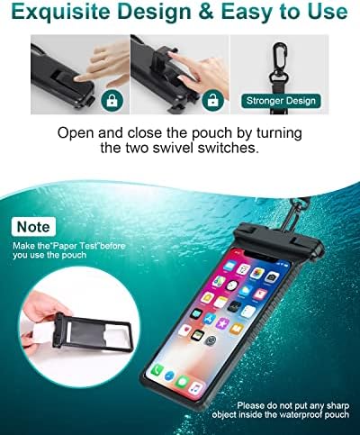 Универсален водоустойчив калъф за телефон 3D-дизайн, подходящ за всички телефони с размер до 6,7 инча (черен) и плаващ водоустойчив