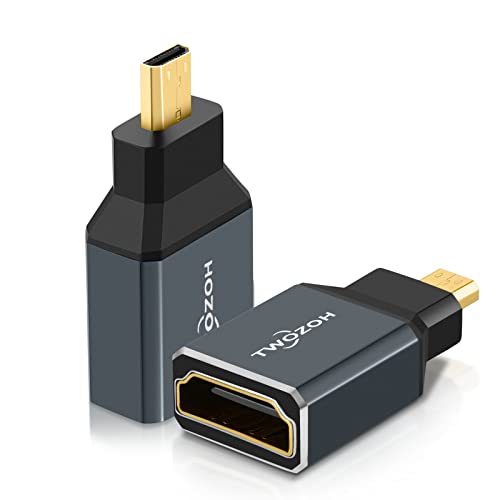 Twozoh 8K Micro HDMI Адаптер (комплект от 2 теми), 2,1 Микро HDMI Мъжки към стандартен HDMI Женски адаптер Конвертор Поддръжка