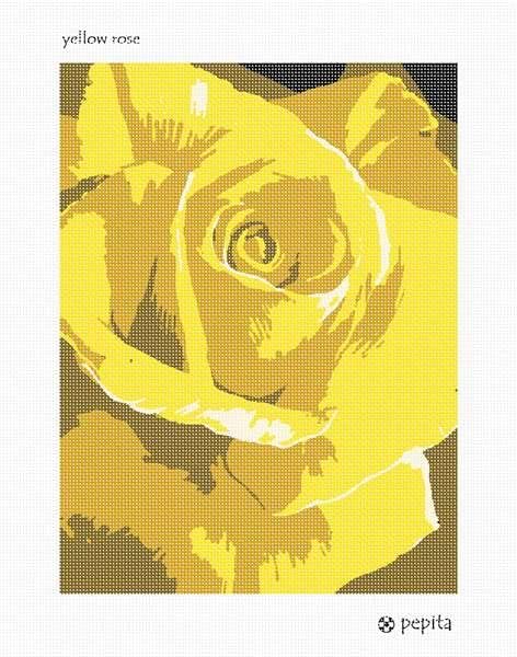 комплект за бродиране pepita: Жълта Роза, 7 x 9