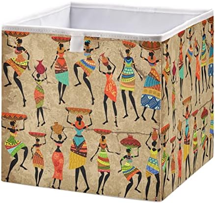 Emelivor, африканска жена кошница за съхранение на кубчета в стил Гръндж, Сгъваеми Кубчета за съхранение, Водоустойчив кош за играчки,