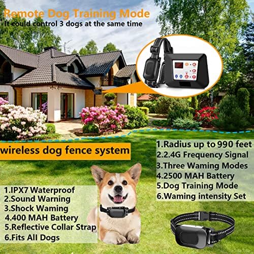 Безжична Огради за кучета HEXIEDEN, Система за задържане на домашни любимци, Електрически Нашийник за Дресура на Кучета