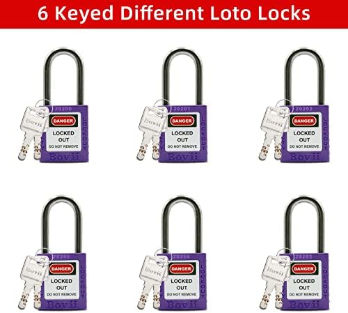 Boviisky 6 Лилав цвят, С различни ключове, 2 ключа За заключване, Заключване, отговарящи на стандарт OSHA