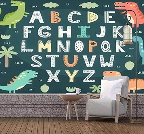 Ретро Забавен азбука с красиви динозаври, модул за Обучение плакат за деца, Холщовые Тапети, Самозалепващи Временни Тапети, Стенни