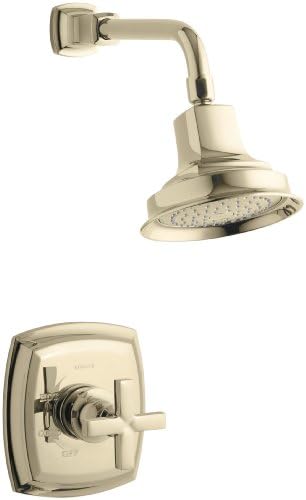 Тампон клапан за душата KOHLER TS16234-3-AF Margaux (R) Обряд-Temp (R) с щанга дръжка и дюза за душата 2,5 gpm от ярка френски злато