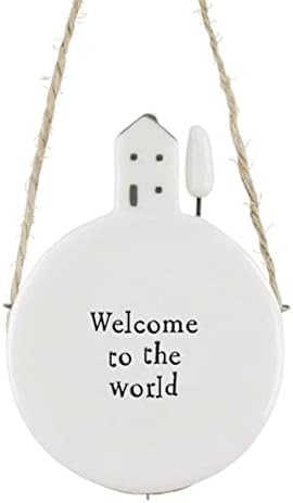 Порцеланова Закачалка East of India - Добре дошли в света, Подарък от порцелан за Новородено, Декорация на детска, Подарък за