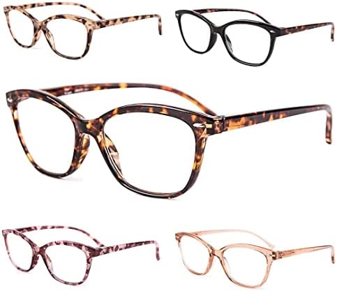 5 Опаковки Синьо-Екранировка на Очила за четене, Компютърни Ридеров с Антирефлексно покритие, за Жени и за Мъже, Дамски Очила с увеличение