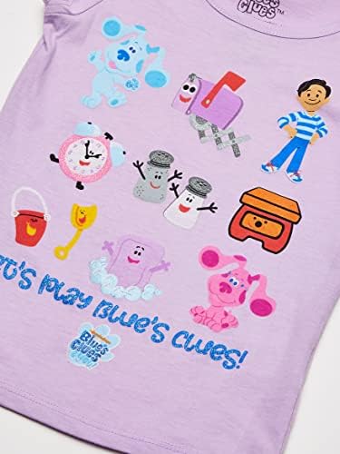 Тениска с къс ръкав за малки момичета с характер Nickelodeon Blue Подсказки и ти -Синьо, Джош, Магента