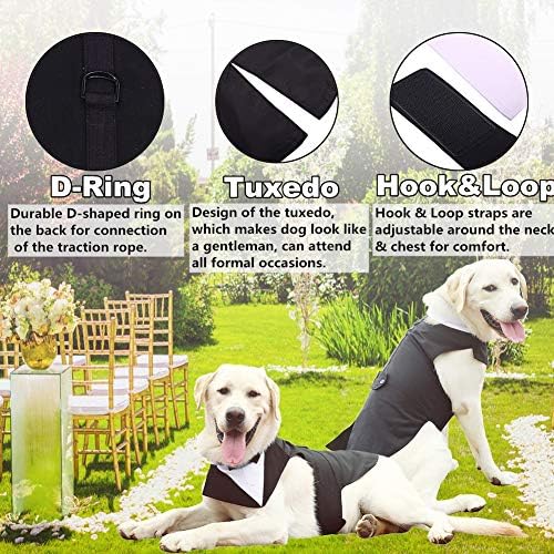 Официален костюм смокинг за кучета със средни размери, Костюм смокинг за кучета, Облекло за Сватбеното парти с подвижна яка,