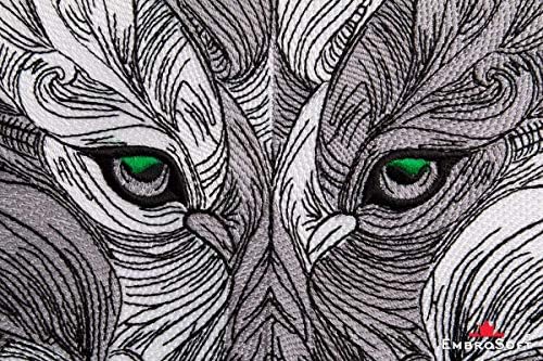 Tribal Вълк със Зелени очи, Бродирани Желязна нашивка (9,1 x 12,3, сив)