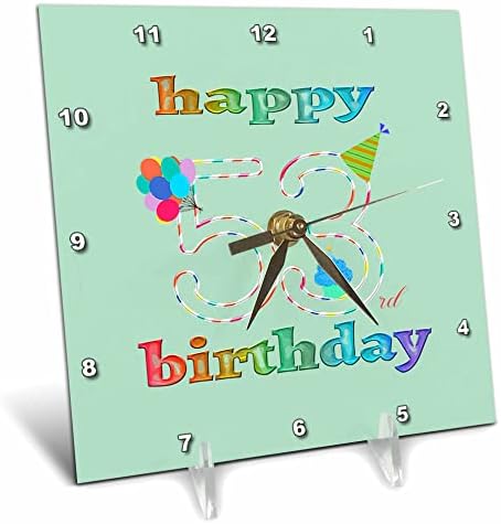 3дРоза с 53-ти рожден Ден Торта със Свещ, балони, Шапка. - Настолни часовници (dc_352385_1)