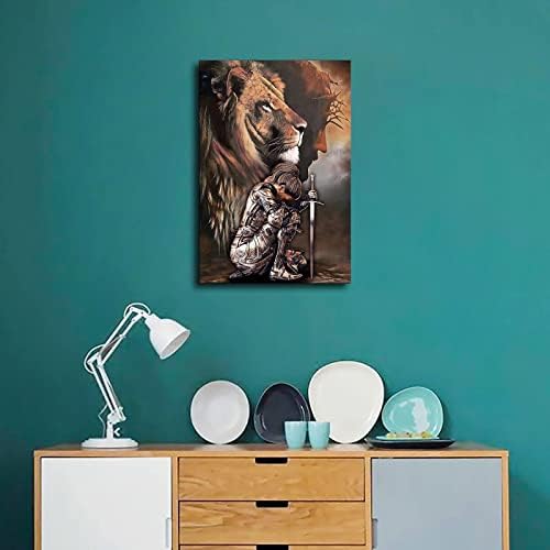 Плакат с Исус и Лъв, Стенно Изкуство, Плакат с Исус, Кристиан Плакат с Исус, Начало Декор (20 × 30 см в рамка)
