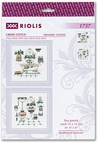 RIOLIS - баня Интериор - Комплект за бродиране счетным кръстат бод 6 x 6 Zweigart 18 ct. Екрю AIDA 10 Цвята