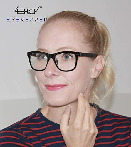 Дизайнерски Очила за четене Eyekepper с Квадратни Големи Лещи, Очила за Четене за Жени, Извити линии за Четене, Черно + 0,75