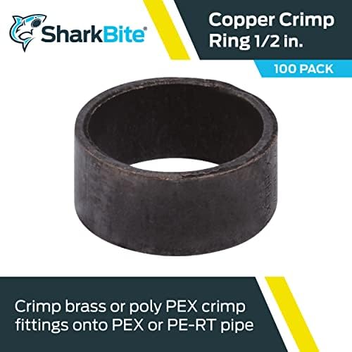 Медни Обжимные пръстени SharkBite 1/2 инча, опаковка 100 броя, PEX Тръба, PE-RT, 23102CP100