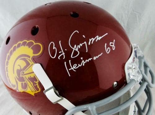 Автентичен каска J. O. Simpson с автограф на USC F/ S Schutt w/ Heisman - JSA Auth W * Whi - Студентски каски с автограф