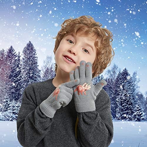 SUNNEEHOME Детски Ръкавици Зимни на Едро за момчета или Момичета Ръкавици Топли Възли Еластични Ръкавици с Пълни Пръсти за Подарък