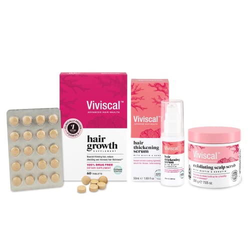 Набор от добавки за растеж на косата Viviscal за жени, клинично доказани, 60 броя на склад за 1 месец) + Серум за сгъстяване