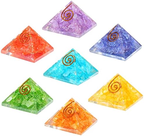 Седемте Чакри и 7 цвята Оникс (набор от 7) Пирамида от оргона, Комплект от 7 Пирамиди, Лечебен Камък, orgonite, Скъпоценен камък, Пирамидални