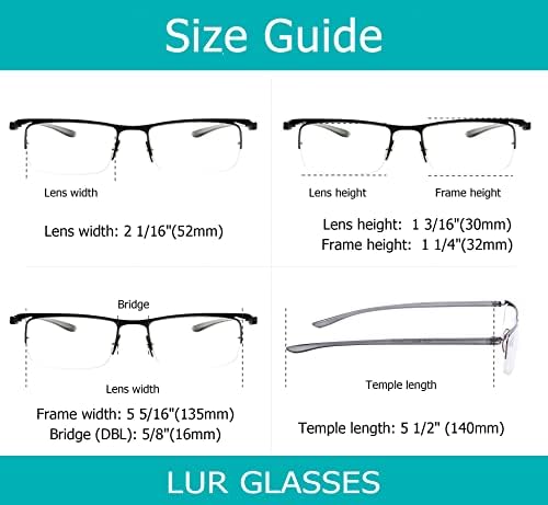 LUR 3 опаковки очила за четене в полукръгла рамка + 6 опаковки класически очила за четене (само за 9 двойки ридеров + 2,00)