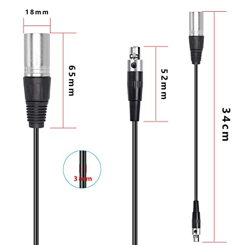 Аудио кабел-адаптер XMSJSIY Mini XLR Female-XLR Male, 3-пинов Кабел XLR-Mini 3-Пинов Кабел XLR за микрофон, тел за петличной микрофонной
