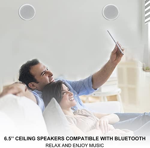 Herdio 6,5 640 W 2-Лентови говорители за таван колони Bluetooth Комплект Е идеален за домашно кино, дневна, офис, скрит монтаж (4 динамика