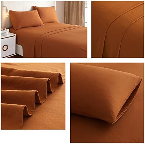 Кърпи с карамелна Тиква за легла Queen-Size, Охлаждащи Кърпи от 4 части, с дълбок джоб с размер до 16 инча, Комплект постелки от цялата