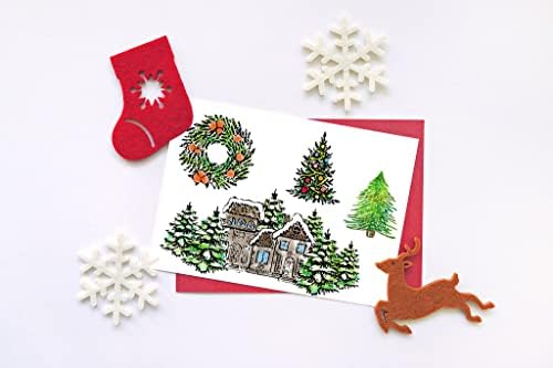ALIBBON Прозрачни Печати с Коледни коледни елхи за направата на Картички и украси за фото албум, Печати с Венци, Прозрачни Силиконови Печати