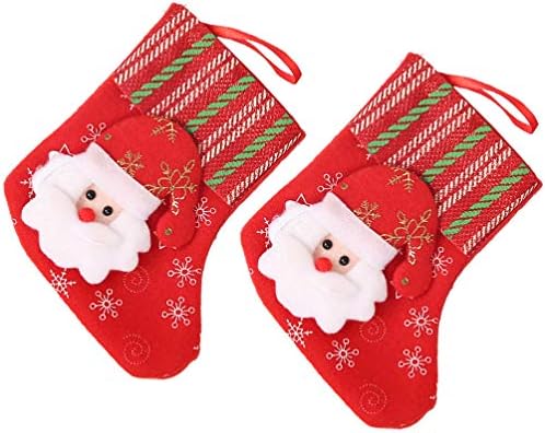 NUOBESTY Коледен Декор 2 бр. Коледни Чорапи с Характера на Дядо Коледа, Коледен Чорап, Подарък Пакет за Бонбони, Коледна Елха, Висящи