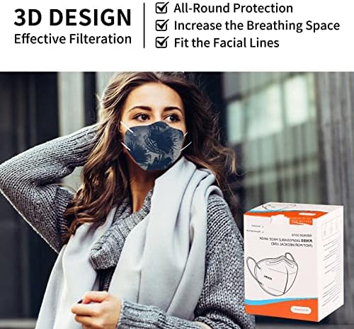 Маска за лице KN95 50 опаковки - Защитна маска в индивидуална опаковка, Многоцветен Дишаща Еднократна маска за лице KN95 със скоба