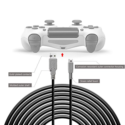 Двоен кабел за зареждане на контролера PS4 с дължина 10 метра /3 м, високоскоростен кабел Micro USB за зареждане и възпроизвеждане контролери